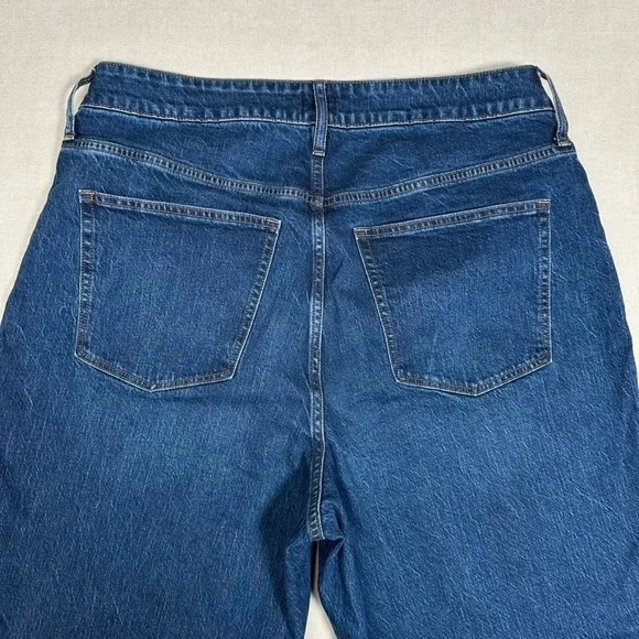 J Crew Womens Curvy Wide Leg Jeans 33/30 Button Fly Dark Blue Denim Full Length - Picture 4 of 11